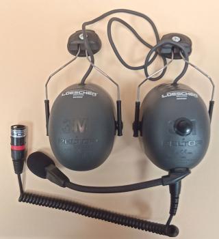 LUH-X, LOESCHER-Universal-Headset mit PTT und Helmhalterung, bis zu 43,5dB
