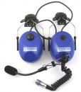 LUH-4, universal-headset with volume-control, PTT + slidable boom, blue
